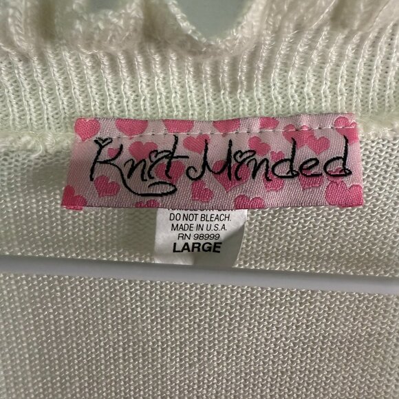 Knit Minded Cream Color Cardigan Size Large Short Sleeve - Picture 4 of 12